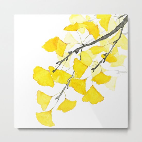 Golden Ginkgo Leaves Metal Print