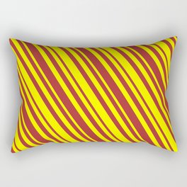 [ Thumbnail: Yellow & Brown Colored Lined Pattern Rectangular Pillow ]