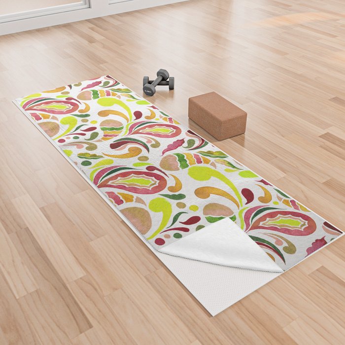 Paisley Blast - Lime & Red Palette  Yoga Towel