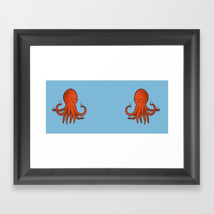 Octopuses love coffee Framed Art Print
