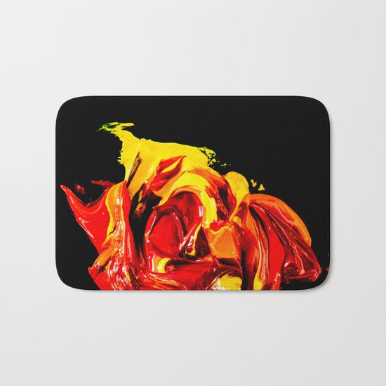 yellow-red on black Bath Mat
