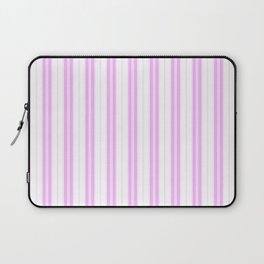 Lilac Pink and White Vintage American Country Cabin Ticking Stripe Laptop Sleeve