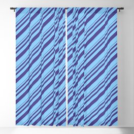 [ Thumbnail: Dark Slate Blue and Light Sky Blue Colored Stripes/Lines Pattern Blackout Curtain ]