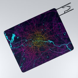 Berlin City Map of Germany - Neon Picnic Blanket