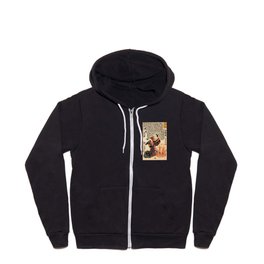 A Cat dressed as a Woman tapping the Head of an Octopus by Utagawa Kuniyoshi Zip Hoodie