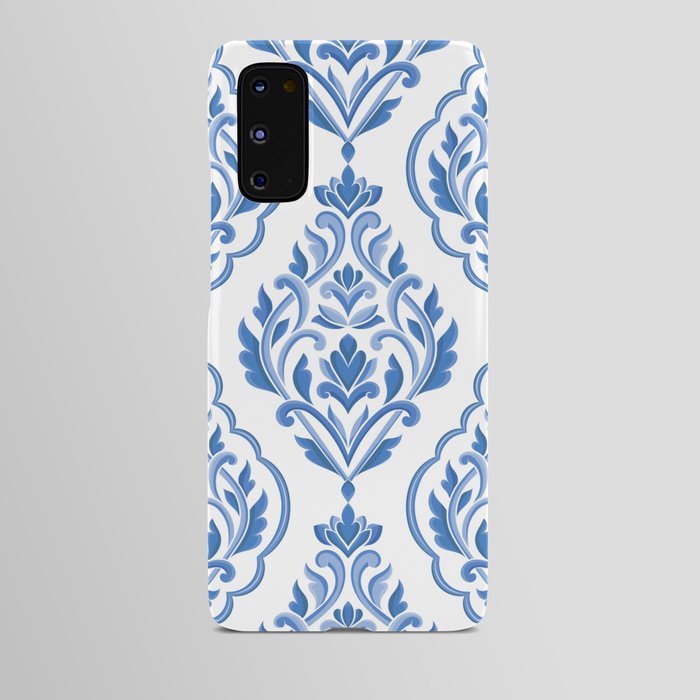 Blue and white damask vintage seamless pattern. Vintage, paisley elements. Traditional, Turkish motifs.  Android Case