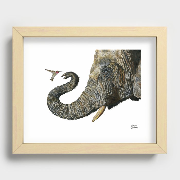 Elephant Cyril And Hummingbird Ayre 2 Recessed Framed Print