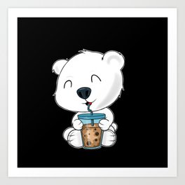 Bubble Tea Kawaii Polar Bear I Boba Tea Otaku Polar Bear Art Print | Kawaiipolarbear, Dancingpolarbear, Kawaiibubbletea, Bobatealover, Bobateagift, Bearlovergifts, Graphicdesign, Bubbletea, Polarbearlovers, Polarbeargifts 