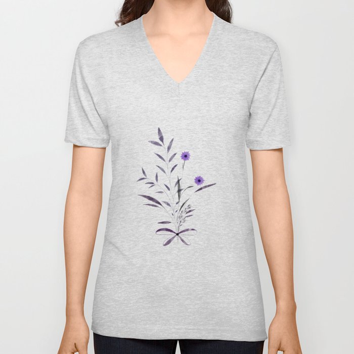 Purple Flowers Bouquet Card V Neck T Shirt