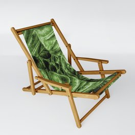 Painted Green Monstera palm leaves by Brian Vegas Sling Chair