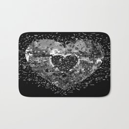 Shattered Silver Disco Ball Heart Bath Mat | Disco, Mirrorball, Discoparty, Heartshaped, Discoball, 70S, Silverheart, Seventies, Discolove, Heart 