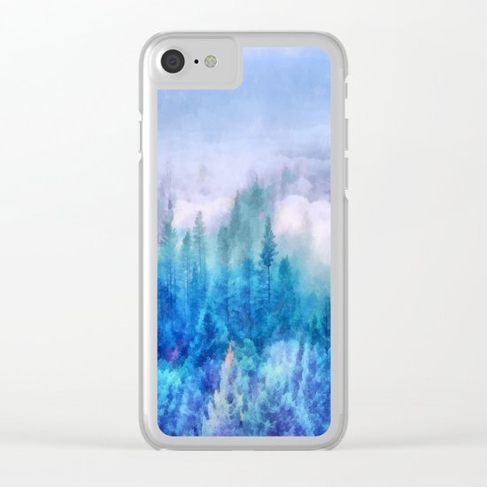 Clouds over pine forest Clear iPhone Case