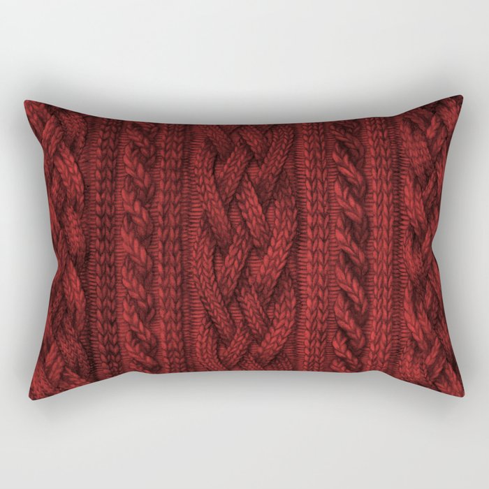 Cardinal Red Cable Knit Rectangular Pillow