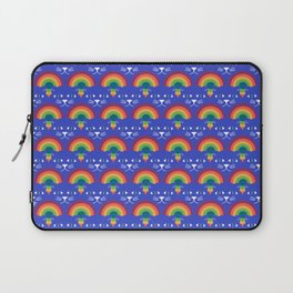 Blue Cat with Rainbow Scallop Pattern Laptop Sleeve