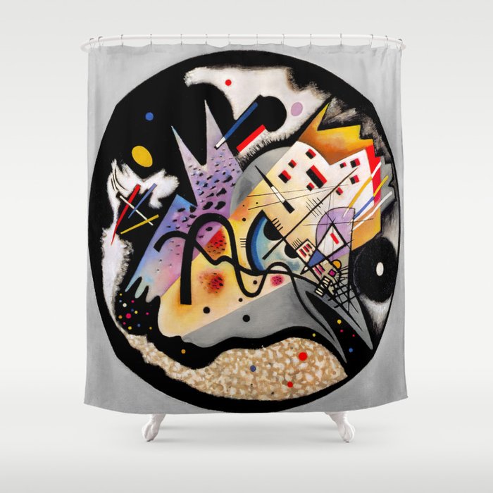 Wassily Kandinsky (1866-1944) - IN THE BLACK CIRCLE (Dans le Cercle Noir) - 1923 - Expressionism, Abstract, Bauhaus - Geometric Abstraction - Color Lithograph - Digitally Enhanced Version - Shower Curtain