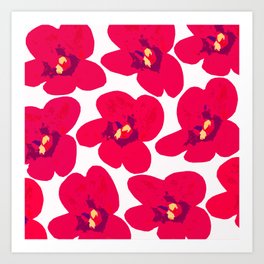 Red Retro Flowers #decor #society6 #buyart Art Print
