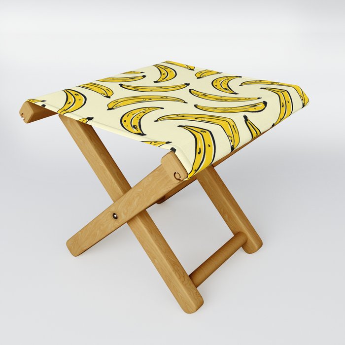 Banana Tropical Fruits Bold Yellow Pattern Folding Stool