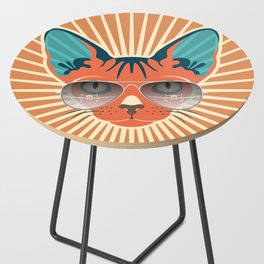 Retro Hipcat & His Sunglasses - Raw Sienna Sunburst Side Table