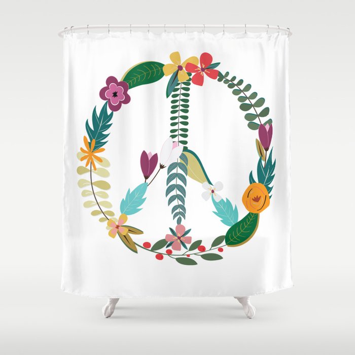 Floral Peace Sign Shower Curtain By Thenativestate Society6