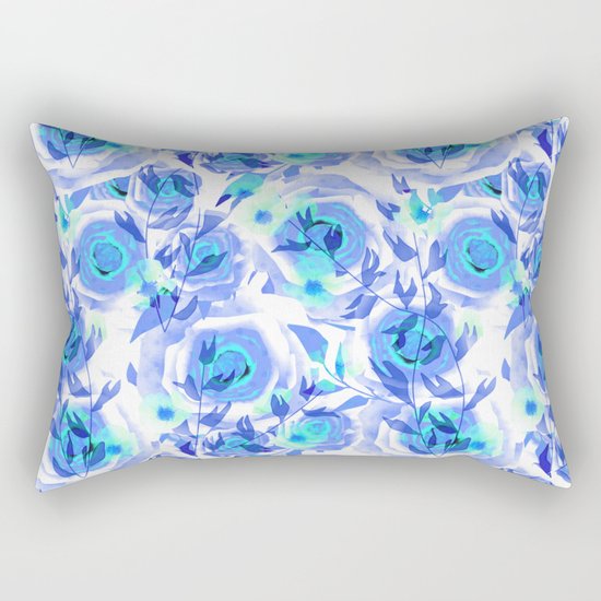 Blue and light blue floral background . Rectangular Pillow