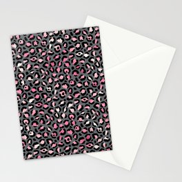 Pink Grey Leopard Pattern Stationery Card