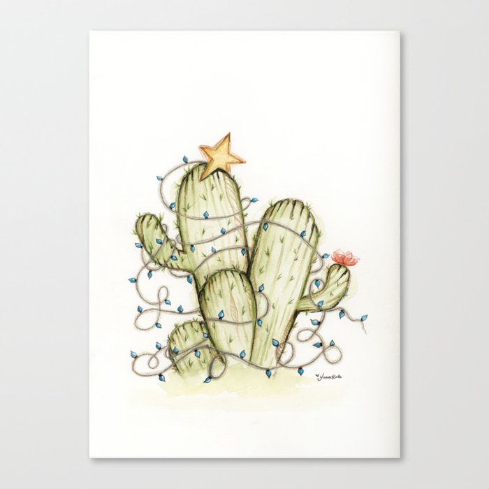 Feliz Navidad Cactus Canvas Print