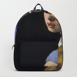 The Girl With The Pearl Earring Taking a Selfie portrait painting by Jan Vermeer & Mitchell Grafton Backpack | Withthe, Portrait, Female, Surreal, Cellphones, Earring, Girl, Vermeer, Girlpower, Blond 