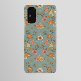 Bohemian 70s floral print, 70s pattern, Art nouveau Blue Android Case