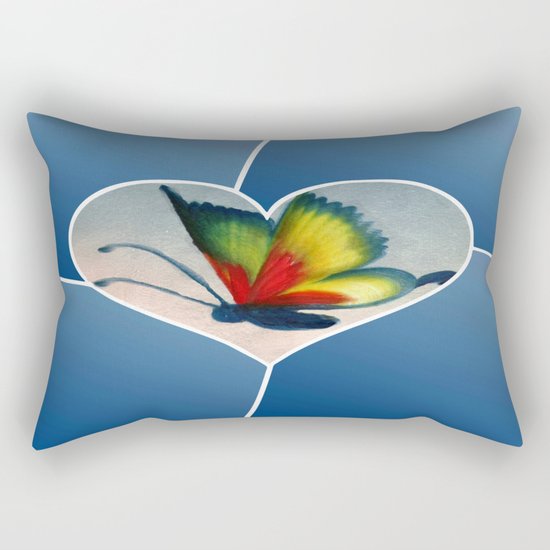Butterfly Love - Blue Rectangular Pillow