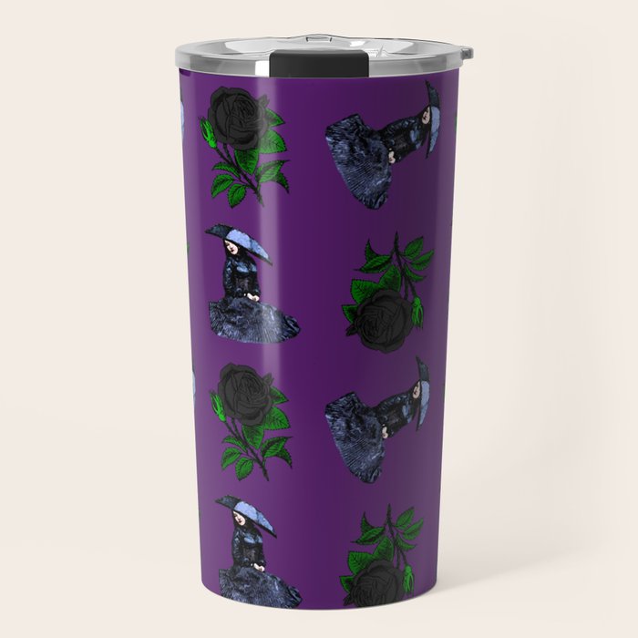Gothic Girl Rose Purple Pattern Travel Mug By Violetheavensky
