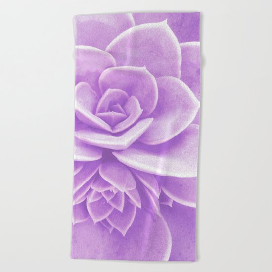 Purple Succulent Reflection Beach Towel