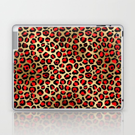 Gold Leopard Print Pattern 13 Laptop & iPad Skin