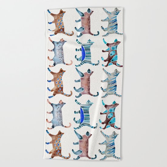Cat Collection – Blue & Brown Palette Beach Towel