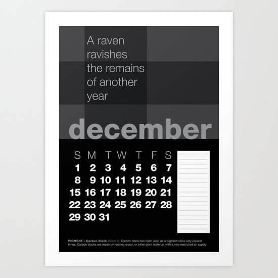 2013 Pigment to Pantone Calendar – DECEMBER Art Print