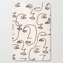 Abstract Faces Line Art Cutting Board
