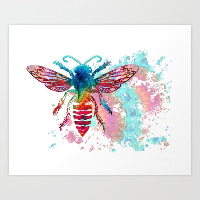 Colorful Nature Insect Art - Mandala Bee Art Print
