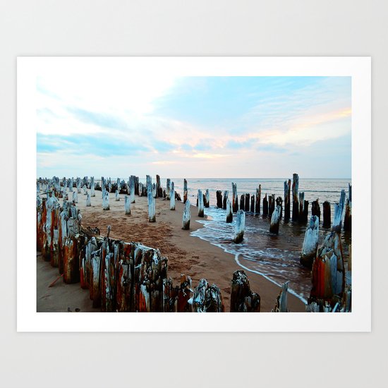 Water licks the Wharf's Remains Art Print
