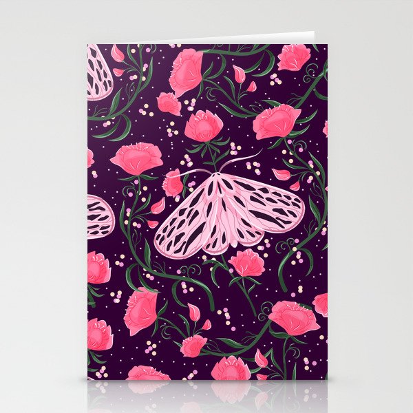 Moth pink pattern 001 Stationery Cards