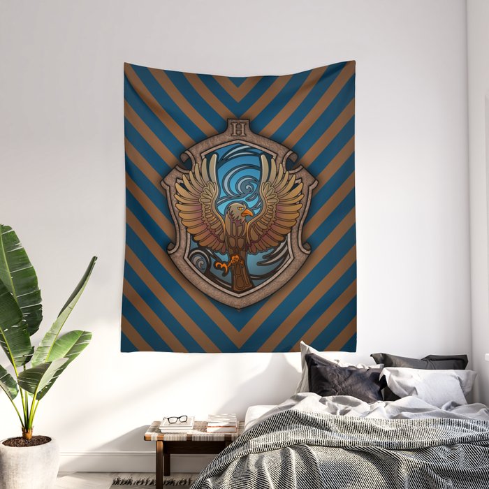 Hogwarts House Crest - Ravenclaw Book Wall Tapestry by Teo Hoble