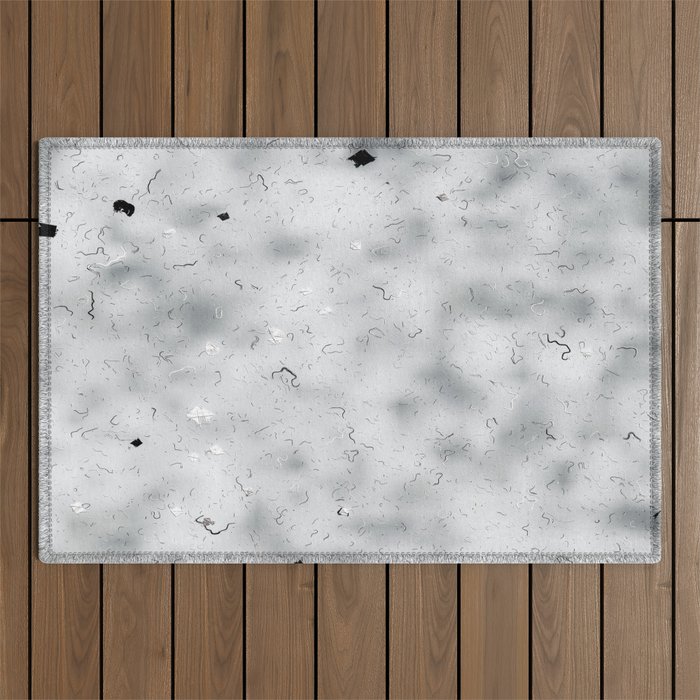painting texture abstract background in black and white Outdoor Rug