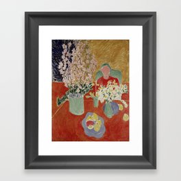 Plum Blossoms, Ochre Background by Henri Matisse Framed Art Print