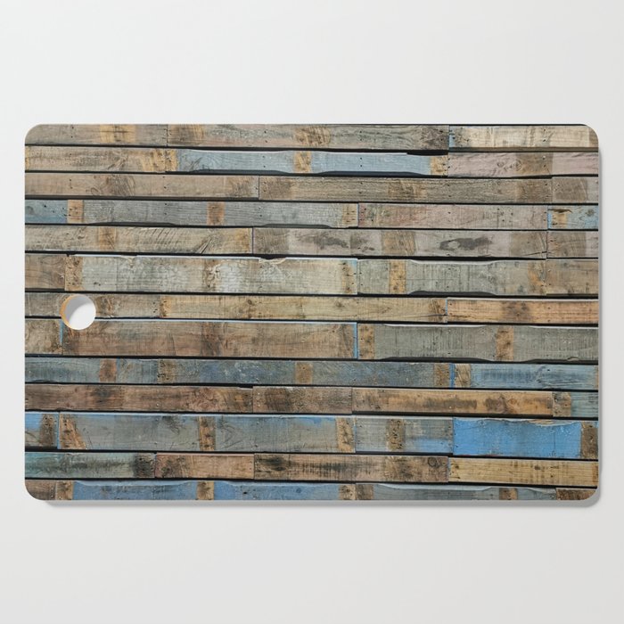 distressed wood wall - Blue and brown planks Cutting Board