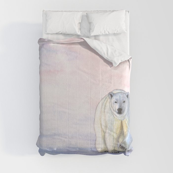 Polar bear in the icy dawn Comforter