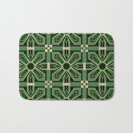 Art Deco Floral Tiles in Emerald Green and Faux Gold Badematte