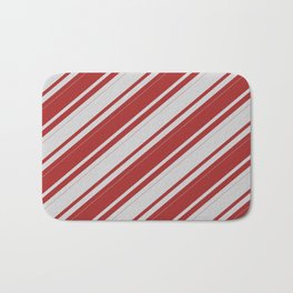 [ Thumbnail: Light Gray & Brown Colored Lines/Stripes Pattern Bath Mat ]