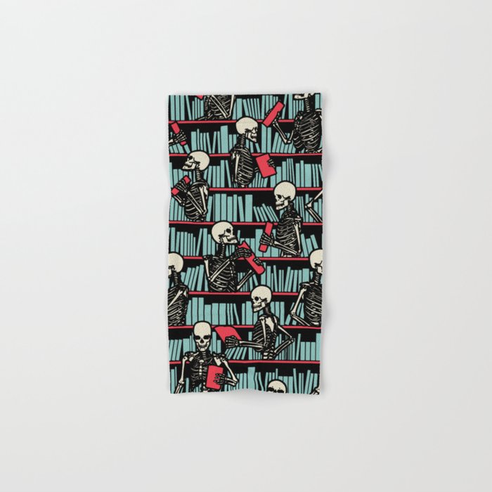 Bookish Public Library Skeleton Goth Librarian Books Pattern Hand & Bath Towel