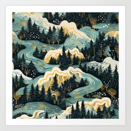 Enchanted Narnia Nightfall Seamless Pattern Art Print