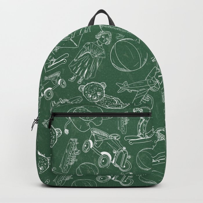 Green Chalk Board With White Children Toys Seamless Pattern    Backpack