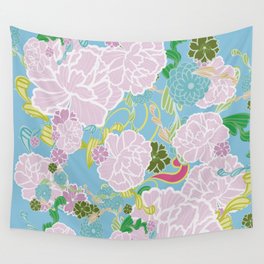 Blue Flowers  Wall Tapestry