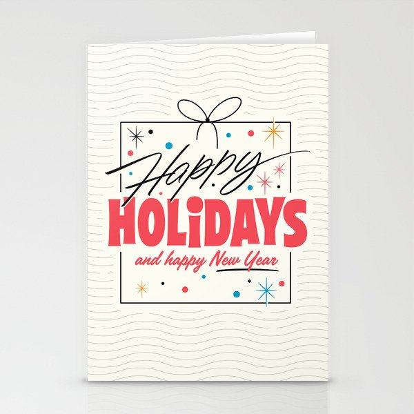 Vintage Happy Holidays and Happy New Year with light background Stationery Cards